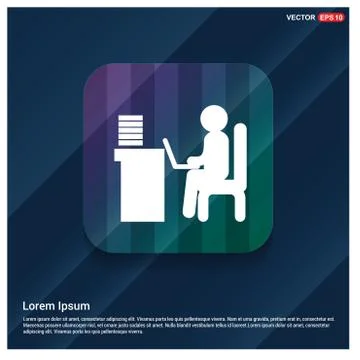 Man behind the computer desk Icon Illustrazione stock