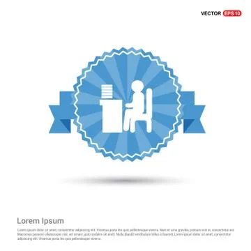 Man behind the computer desk Icon Stock Illustration