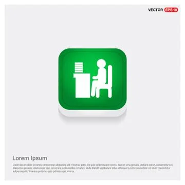 Man behind the computer desk Icon Stock Illustration