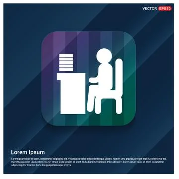 Man behind the computer desk Icon Illustrazione stock