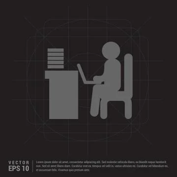 Man behind the computer desk Icon 스톡 일러스트