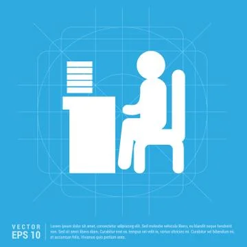 Man behind the computer desk Icon Stock Illustration