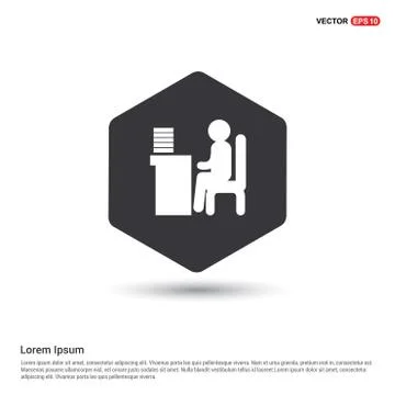 Man behind the computer desk Icon Stock Illustration