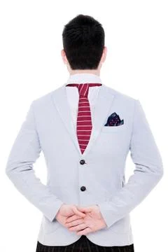 Man from behind on white background Stock Photos
