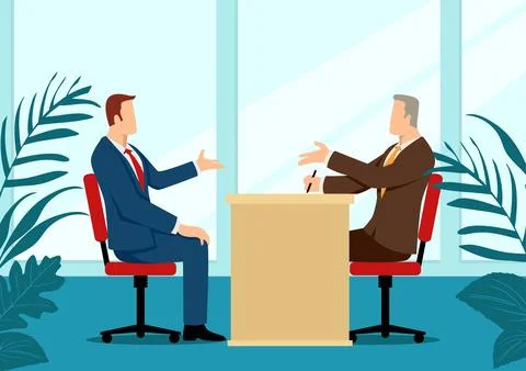 Man being interviewed by recruiter Stock Illustration