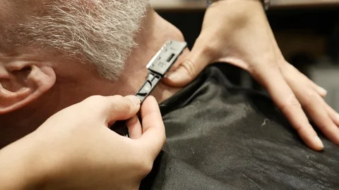 Man being shaved Stock Footage 121122863