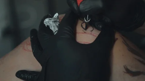 Man being tattooed close up view Video stock 128437688