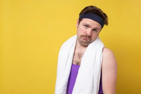 Man being upset with his training results. Stock Photos