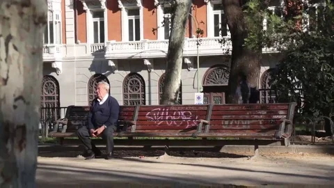 Man on bench Stock Footage 69110066