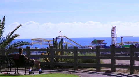 MAN ON BENCH AT OCEAN Stock-Footage 948262
