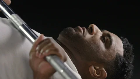 Man bench pressing Stock Footage 110761273
