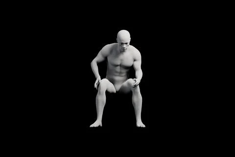 Man bending in studio with black background Stock Illustration