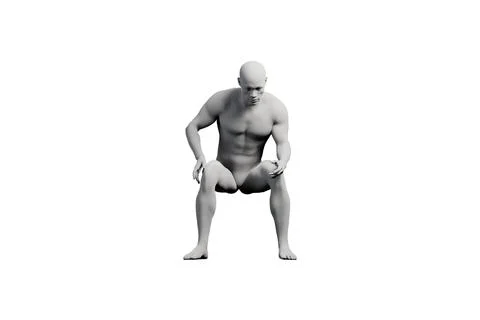 Man bending in studio with white background Stock Illustration