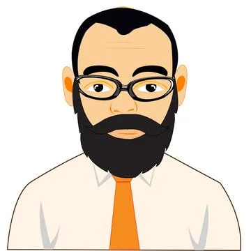 Man bespectacled with beard on white background is insulated Stock Illustration