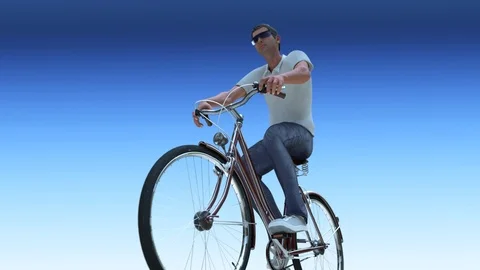 A man on a Bicycle 3D render Stock Footage 93676764