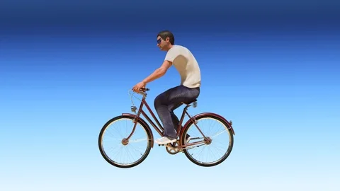 A man on a Bicycle 3D render Stock Footage 93676783