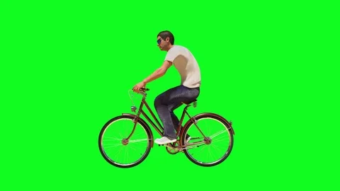 A man on a Bicycle 3D render on green background Stock Footage 93676762