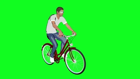 A man on a Bicycle 3D render on green background Video stock 93698169