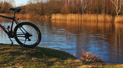 Man with a bicycle Stock Footage 65592087