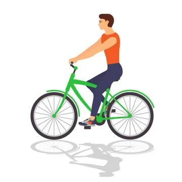Man on bicycle isolated on white background. Vector illustration. Stock Illustration