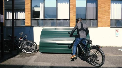 Man Bicycle Lock Box Stock Footage 273728733