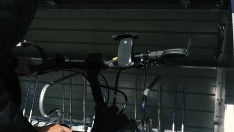 Man Bicycle Lock Box Stock Footage 273728736