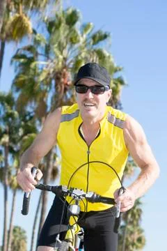 Man with bicycle Foto stock