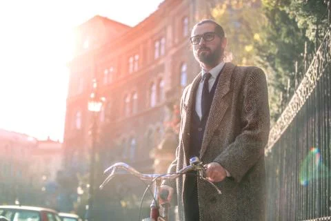 Man with bicycle Foto stock