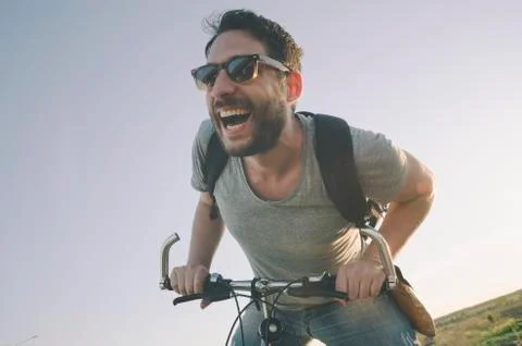 Man with bicycle Foto stock