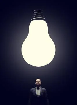 Man with a big bulb Stock Illustration