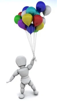 Man with big bunch of balloons Stock Illustration
