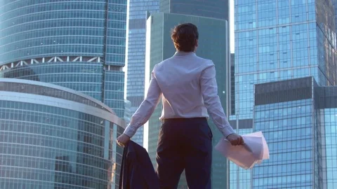 Man In The Big City Stock Footage 75397334