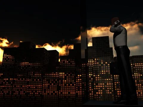 Man In The Big City Stock Illustration