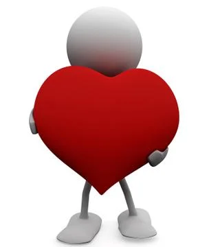 Man with a big generous heart. 3D Love concepts. Stock Illustration