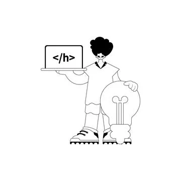 Man with big luminosity up light bulb and window with class of discipline p.. Stock Illustration