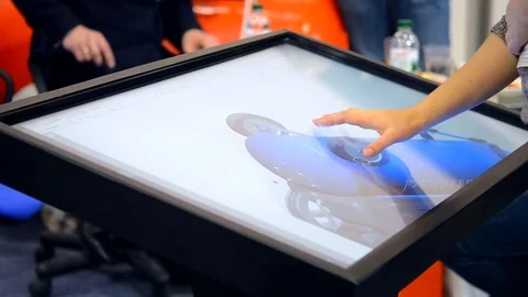 Man big touchscreen Stock Footage 82809793