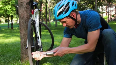Man bike pumping Stock Footage 134253965