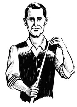 Man with billiard stick Stock Illustration