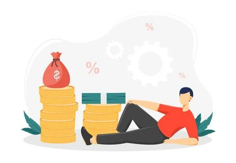 Man with bills Stock Illustration