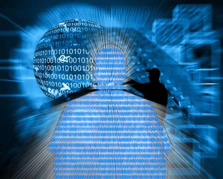 Man - binary code 스톡 일러스트