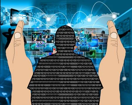 Man - binary code 스톡 일러스트