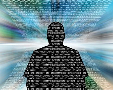 Man - binary code Illustrazione stock