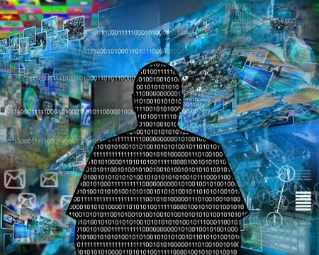 Man - binary code 스톡 일러스트