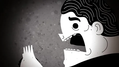 Man with binge eating disorder devouring food Video stock 342376916