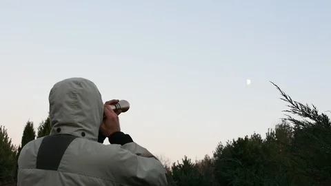 Man with binoculars  Video stock 98462105