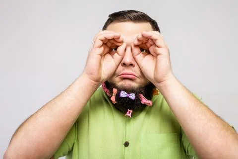 Man with binoculars Stock Photos