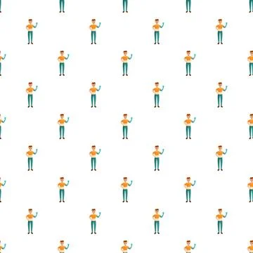 Man with bionic prosthetic arm seamless pattern Stockillustratie