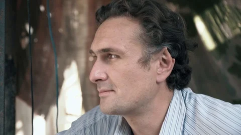 Man with a bitten ear Stock Footage 85671500