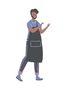 Man with black apron Stock Illustration
