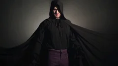 Man in a black cloak. Demonic image. Mag... | Stock Video | Pond5